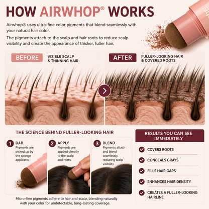 Airwhop® 10-Second Hair Concealer  Cover Grays • Fill Thin Areas • Perfect Your Hairline