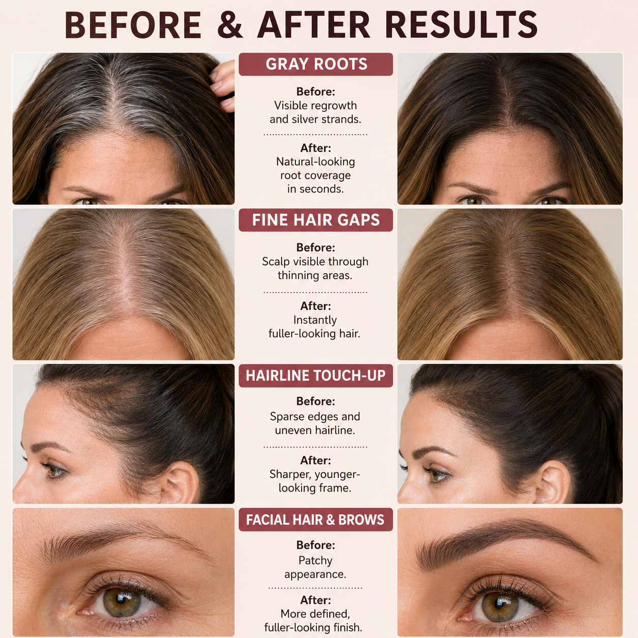 Airwhop® 10-Second Hair Concealer  Cover Grays • Fill Thin Areas • Perfect Your Hairline
