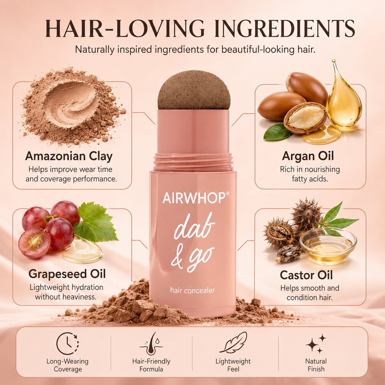 Airwhop® 10-Second Hair Concealer  Cover Grays • Fill Thin Areas • Perfect Your Hairline